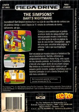 Simpsons, The - Bart's Nightmare (USA, Europe) box cover back